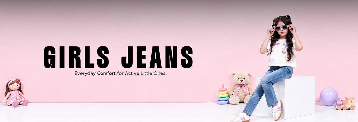 GIRLS KIDS JEANS BANNER NAVZA