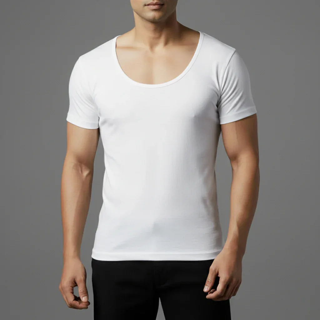 HALF SLEEVES VEST - WHITE - NAVZA