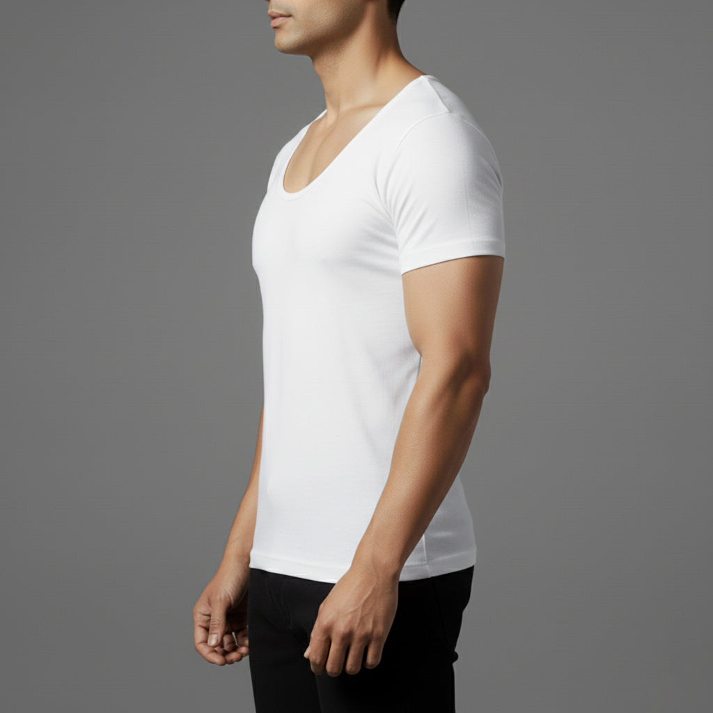 Half Sleeves Vest White | NAVZA