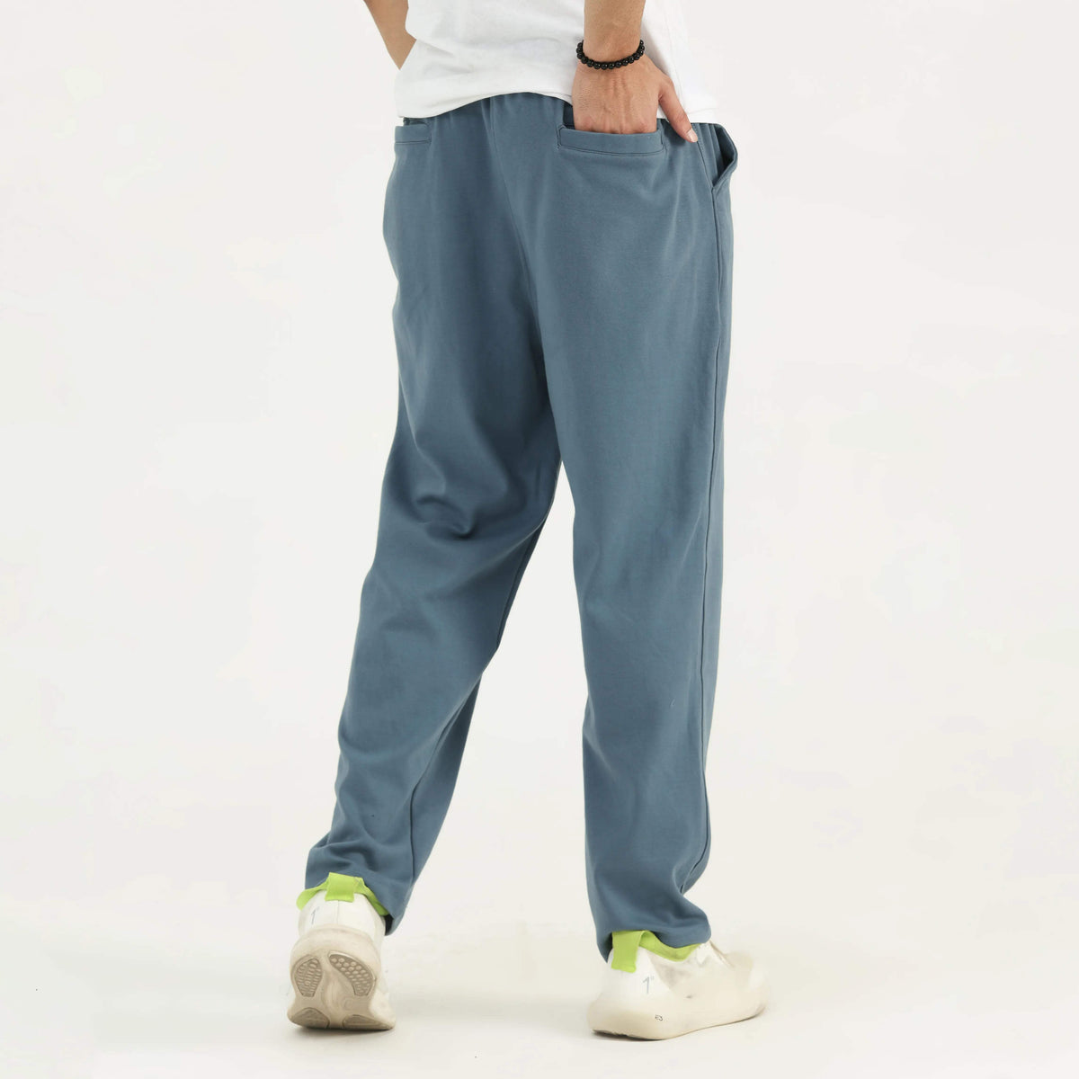 KNIT STRAIGHT LEG PANTS STEEL BLUE NAVZA