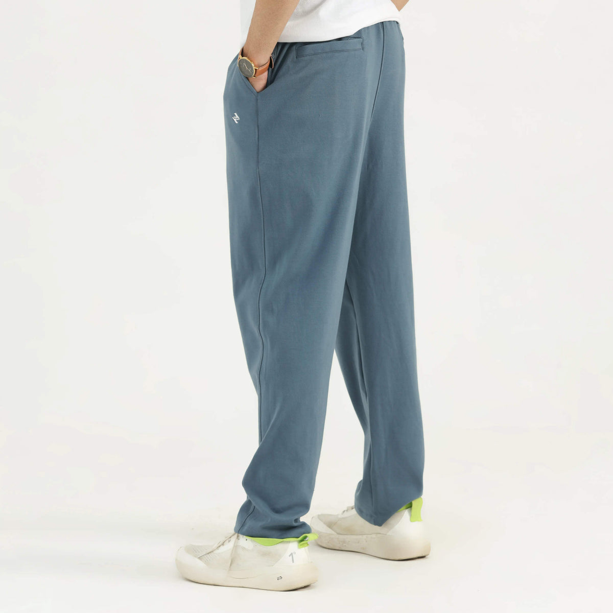 KNIT STRAIGHT LEG PANTS STEEL BLUE NAVZA