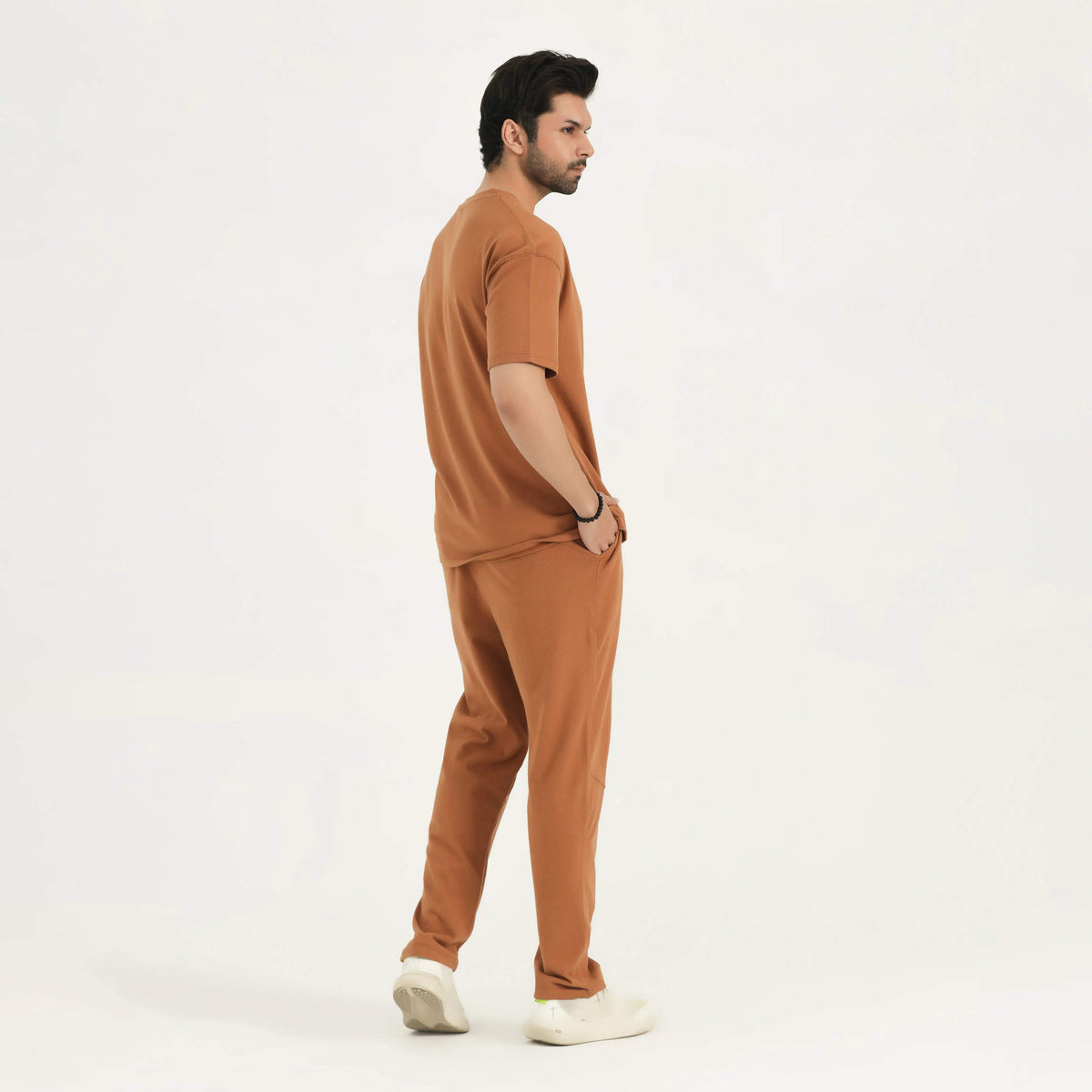 RELAXED FIT DROP SHOULDER CO-ORD SET BROWN NAVZA