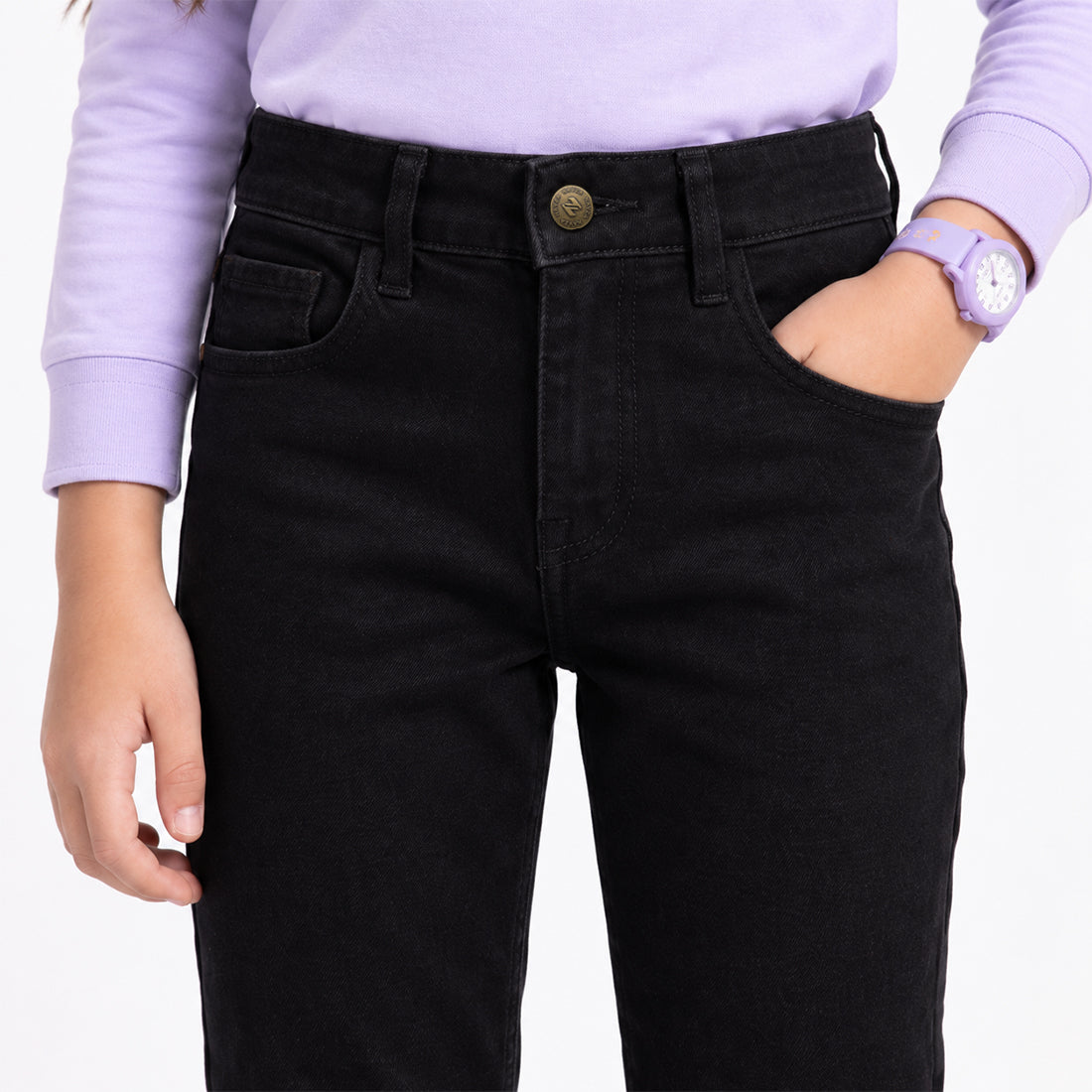JUNIOR GIRLS RELAXED SLIM FIT DENIM – BLACK