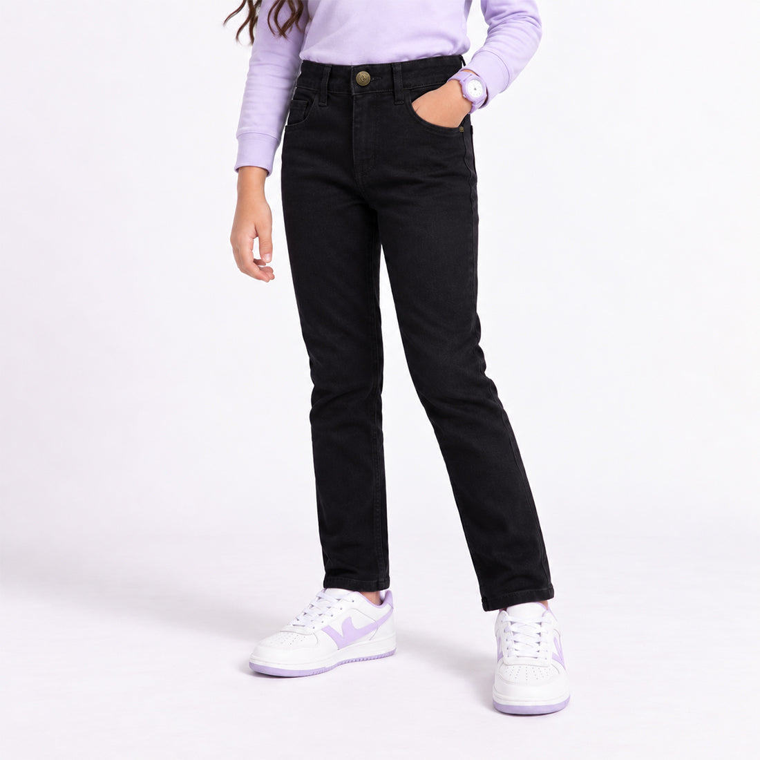 JUNIOR GIRLS RELAXED SLIM FIT DENIM – BLACK