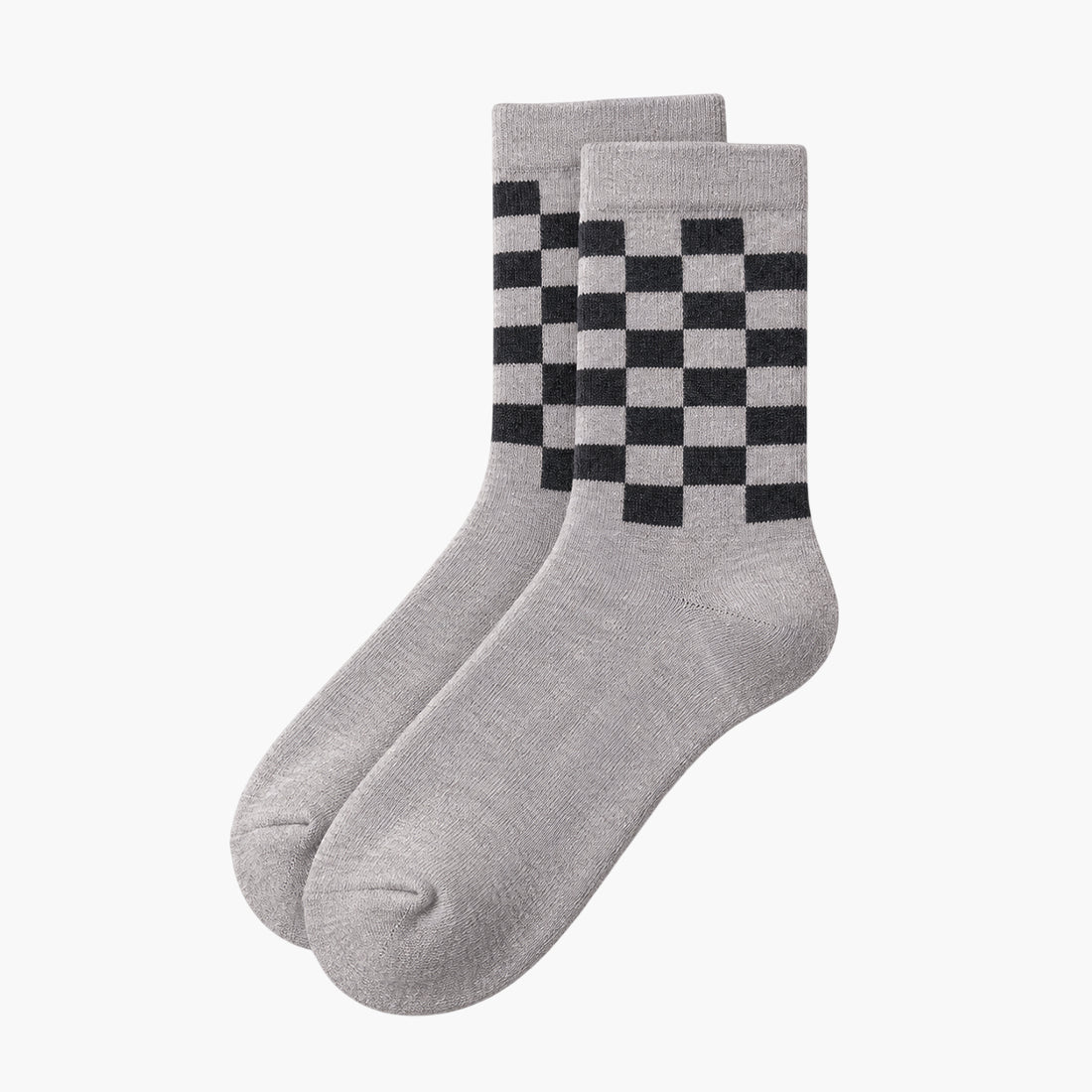 MEN CHECKED SHORT CREW SOCKS GREY NAVZA
