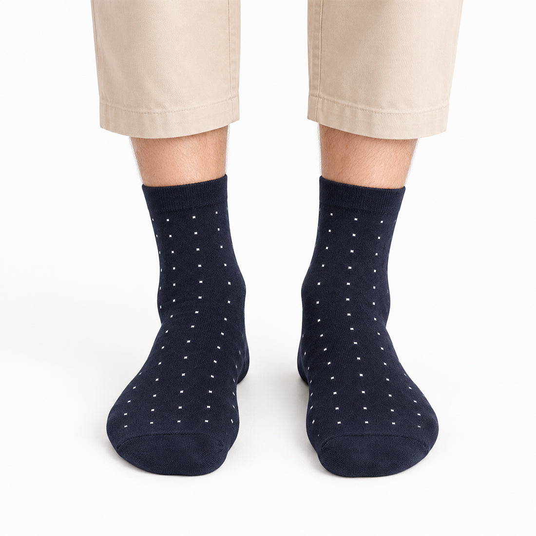 MEN DOTS SHORT CREW SOCKS NAVY NAVZA
