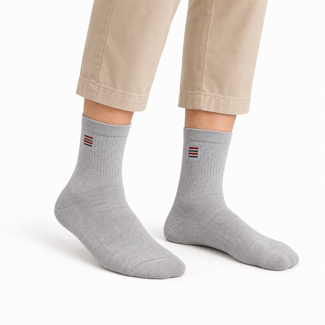MEN EMBLEM CREW SOCKS GREY NAVZA
