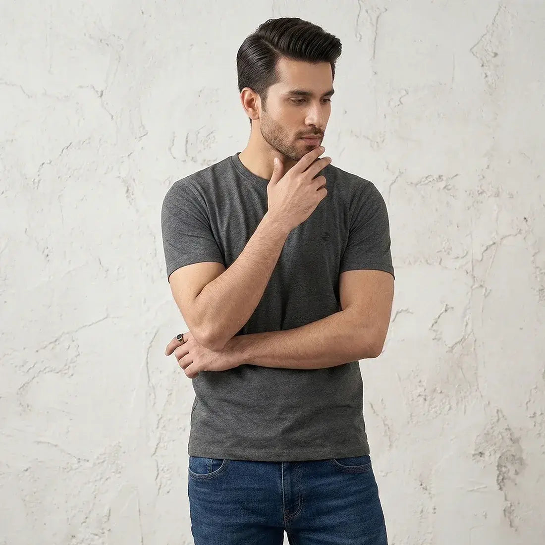 SLIM FIT T-SHIRT CHARCOAL NAVZA