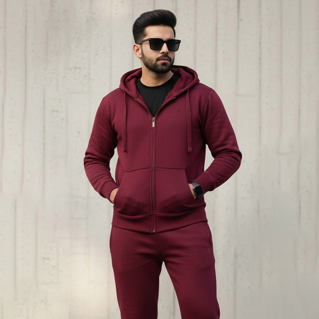 ML ZIPPER HOODIE - BURGUNDY