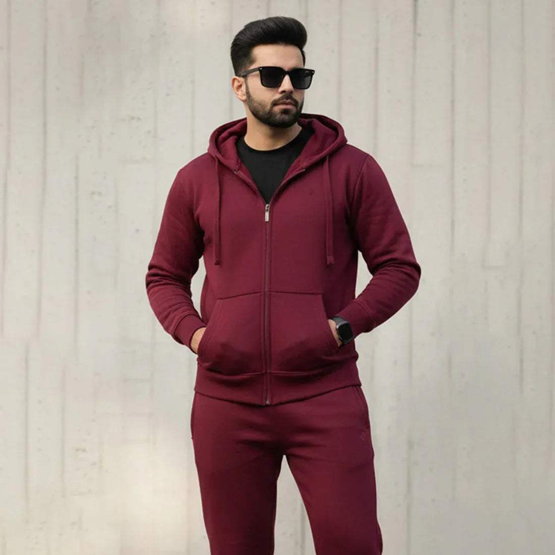 ML ZIPPER HOODIE - BURGUNDY - NAVZA