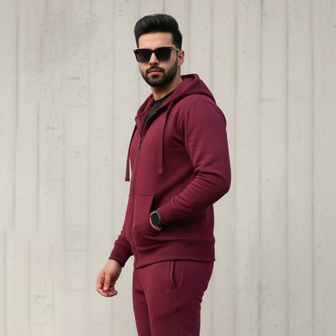 ML ZIPPER HOODIE - BURGUNDY