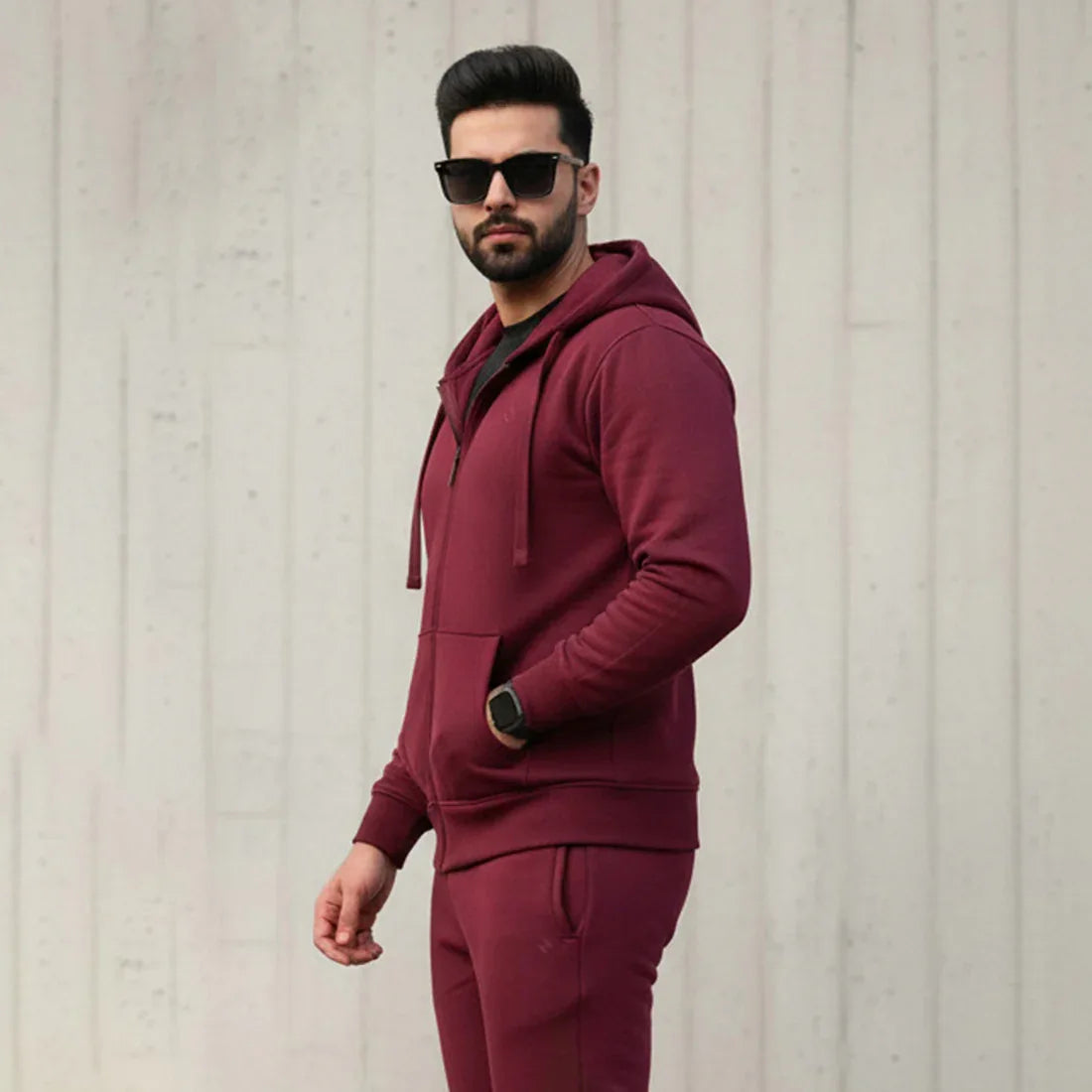 ML ZIPPER HOODIE - BURGUNDY - NAVZA