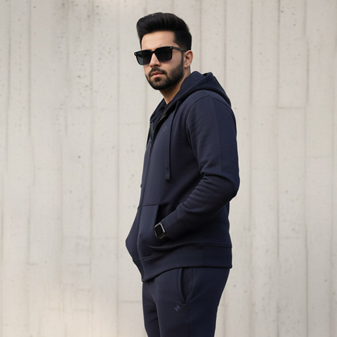 ML ZIPPER HOODIE - NAVY