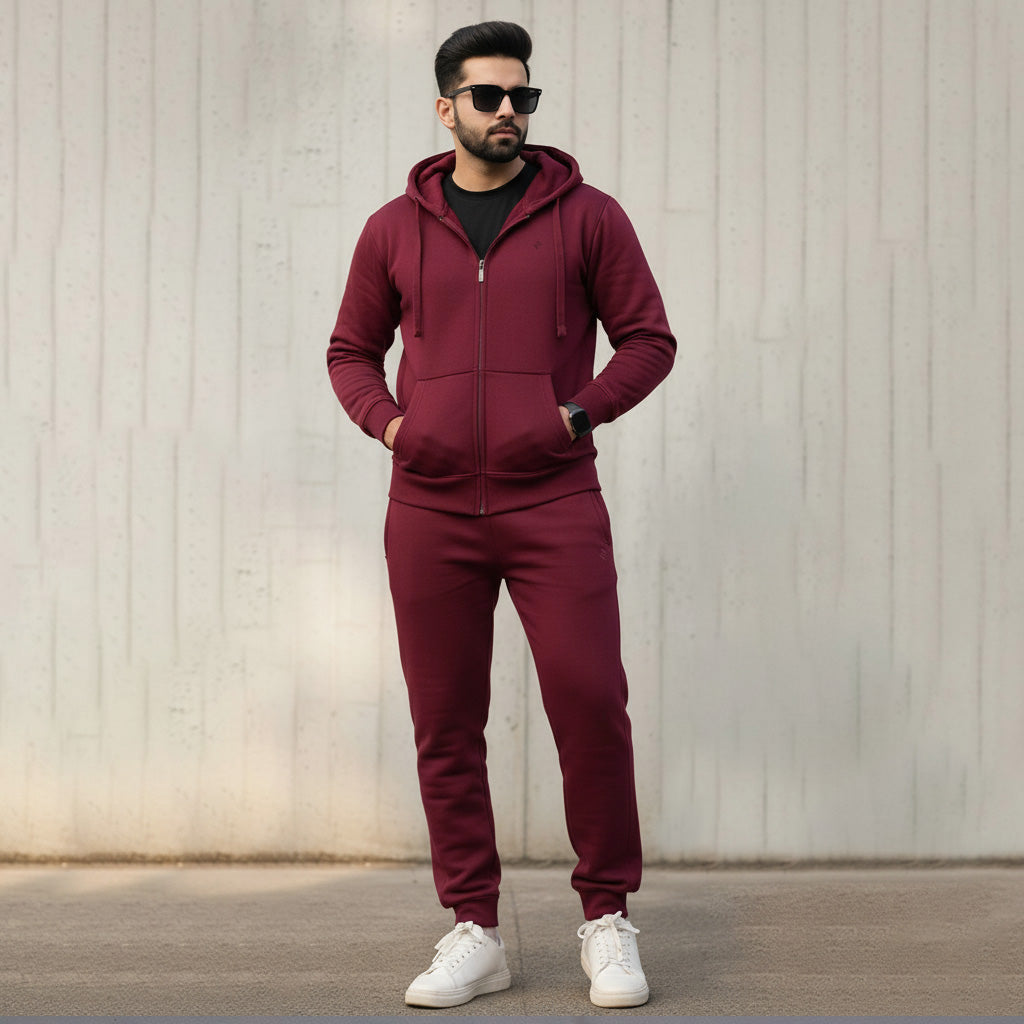 ML ZIPPER HOODIE TRACKER - BURGUNDY