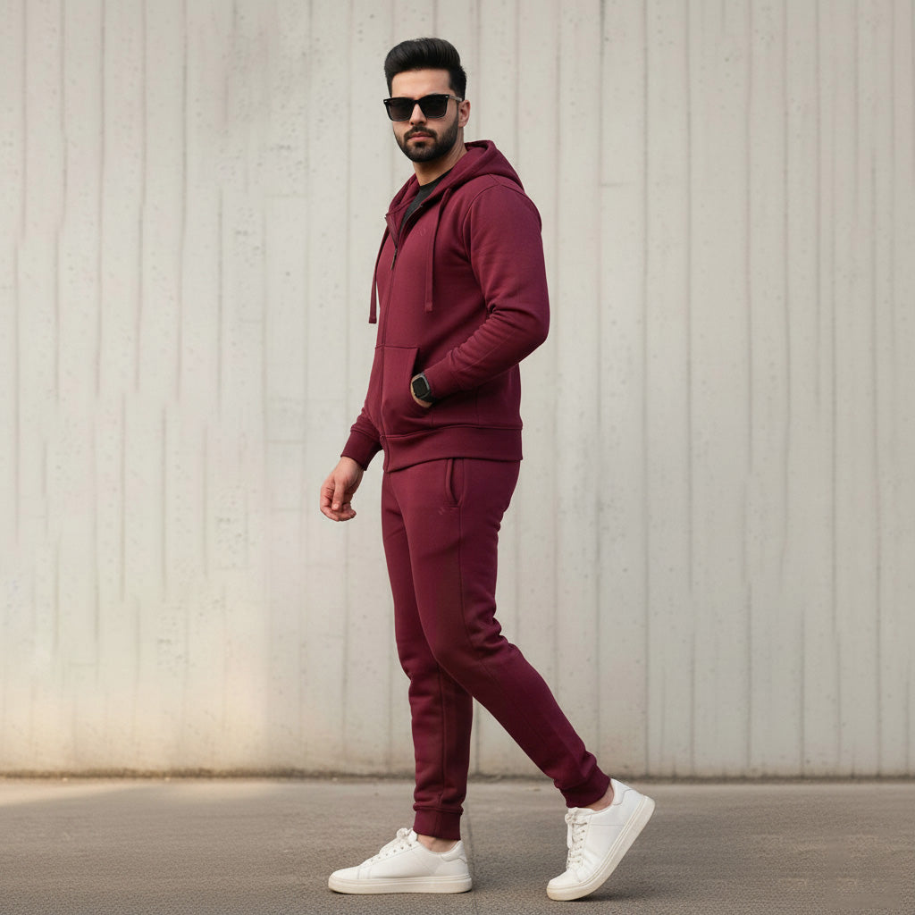 ML ZIPPER HOODIE TRACKER - BURGUNDY