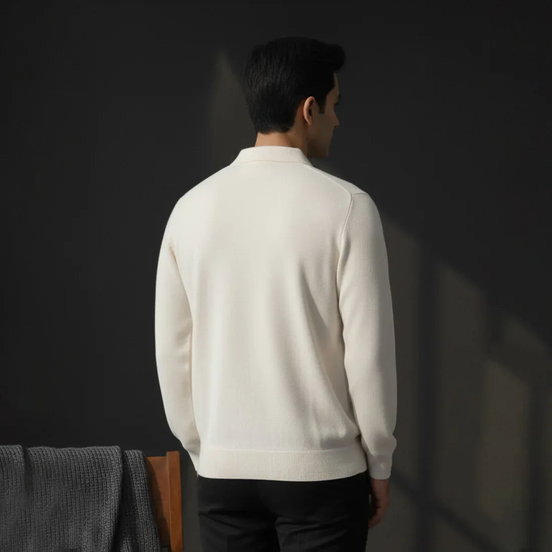 KNIT POLO SWEATER – OFF WHITE - NAVZA