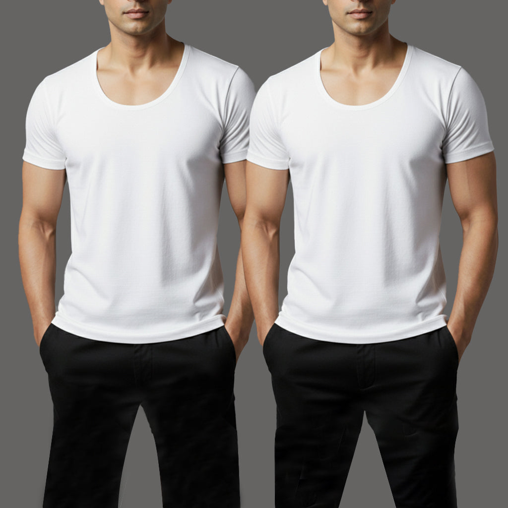 Half Sleeves Vest White | NAVZA (pack of 2)