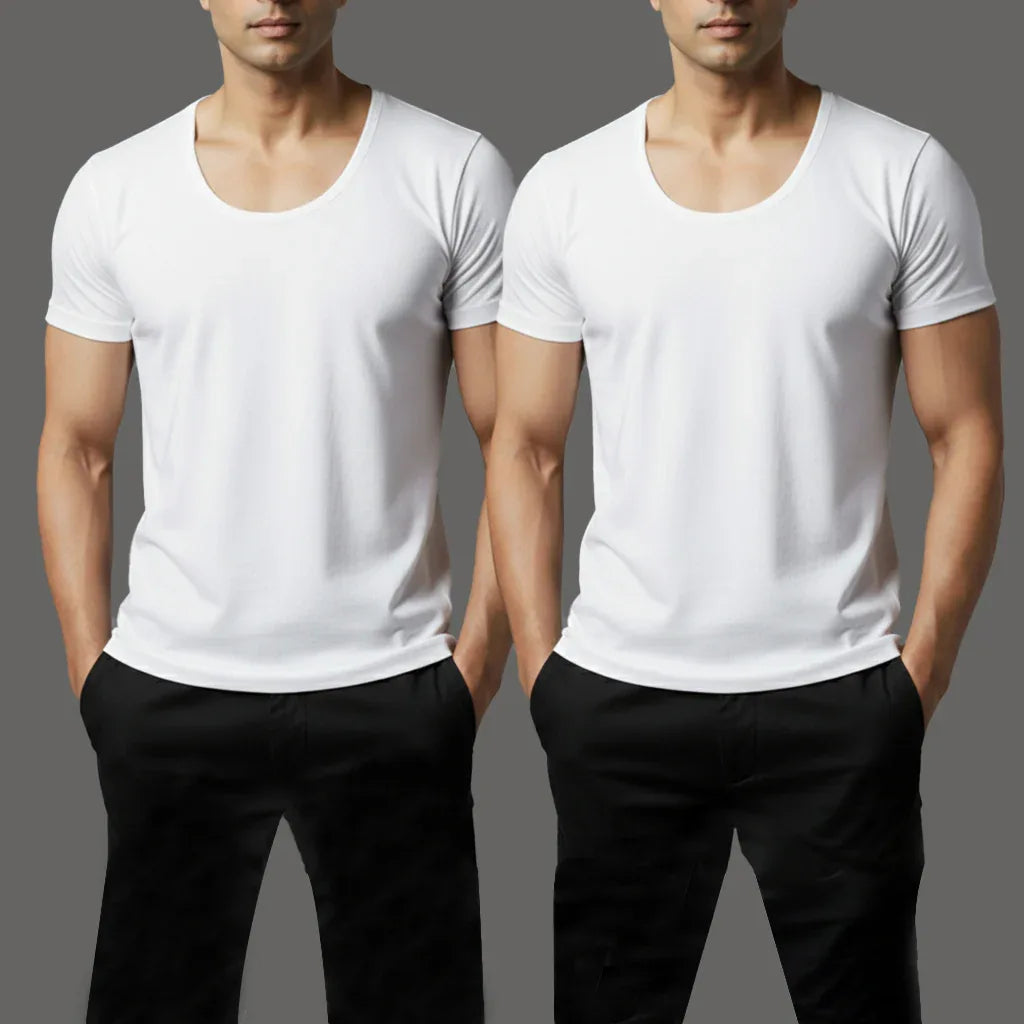 PACK OF 2 HALF SLEEVES VEST – WHITE - NAVZA