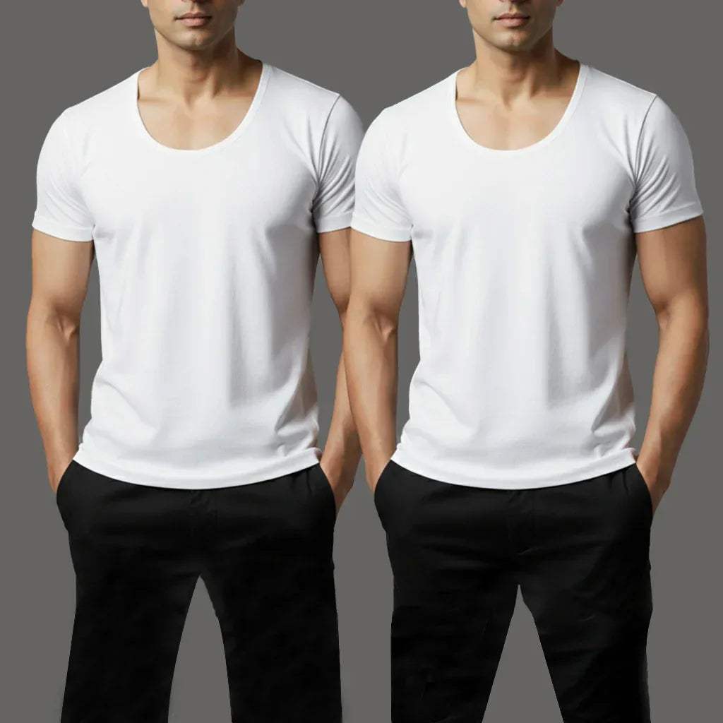 PACK OF 2 HALF SLEEVES VEST – WHITE - NAVZA