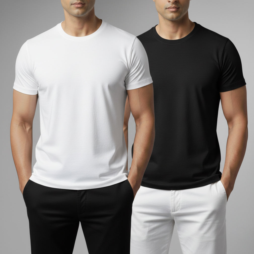 PACK OF 2 UNDERTEES – WHITE/BLACK