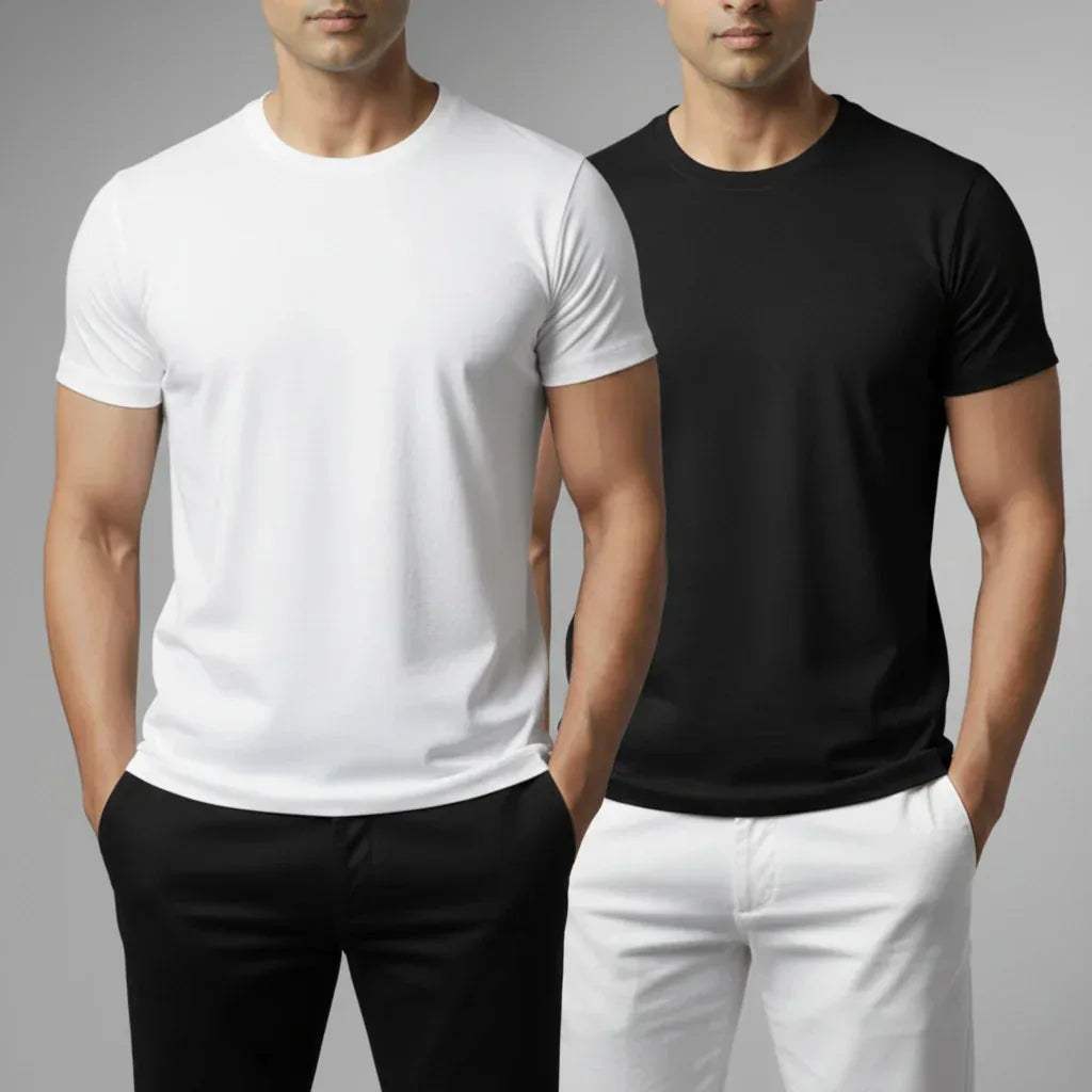 PACK OF 2 UNDERTEES – WHITE/BLACK - NAVZA