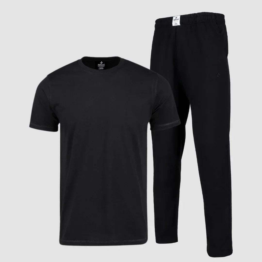 PACK OF BLACK UNDERTEE & BLACK JERSEY TROUSER - NAVZA