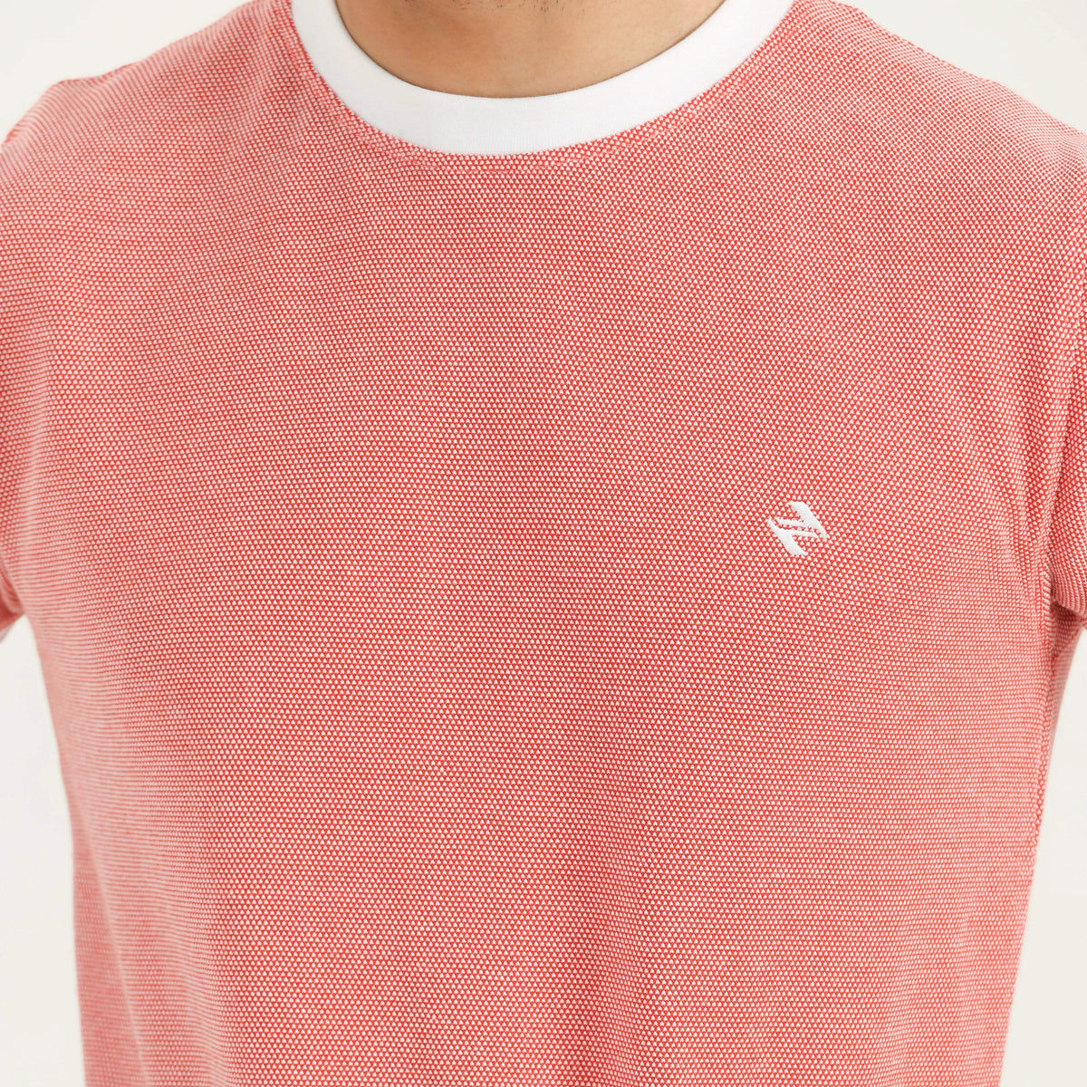 POPCORN PIQUÉ RINGER T-SHIRT - CORAL