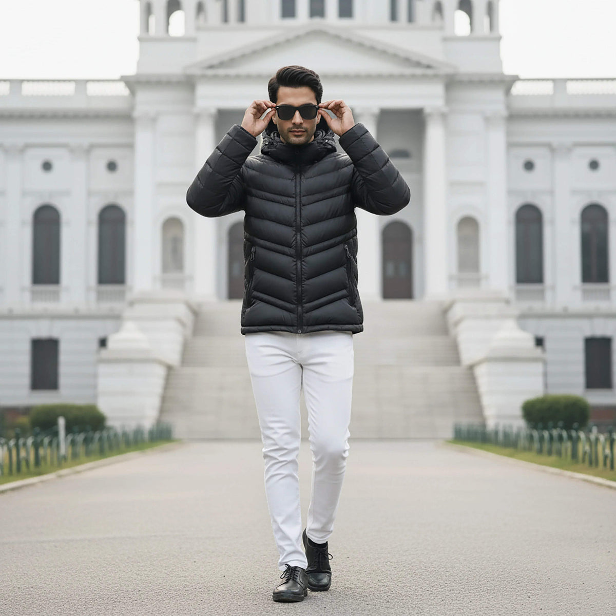 PUFFER JACKET DETACHABLE SLEEVES BLACK | NAVZA