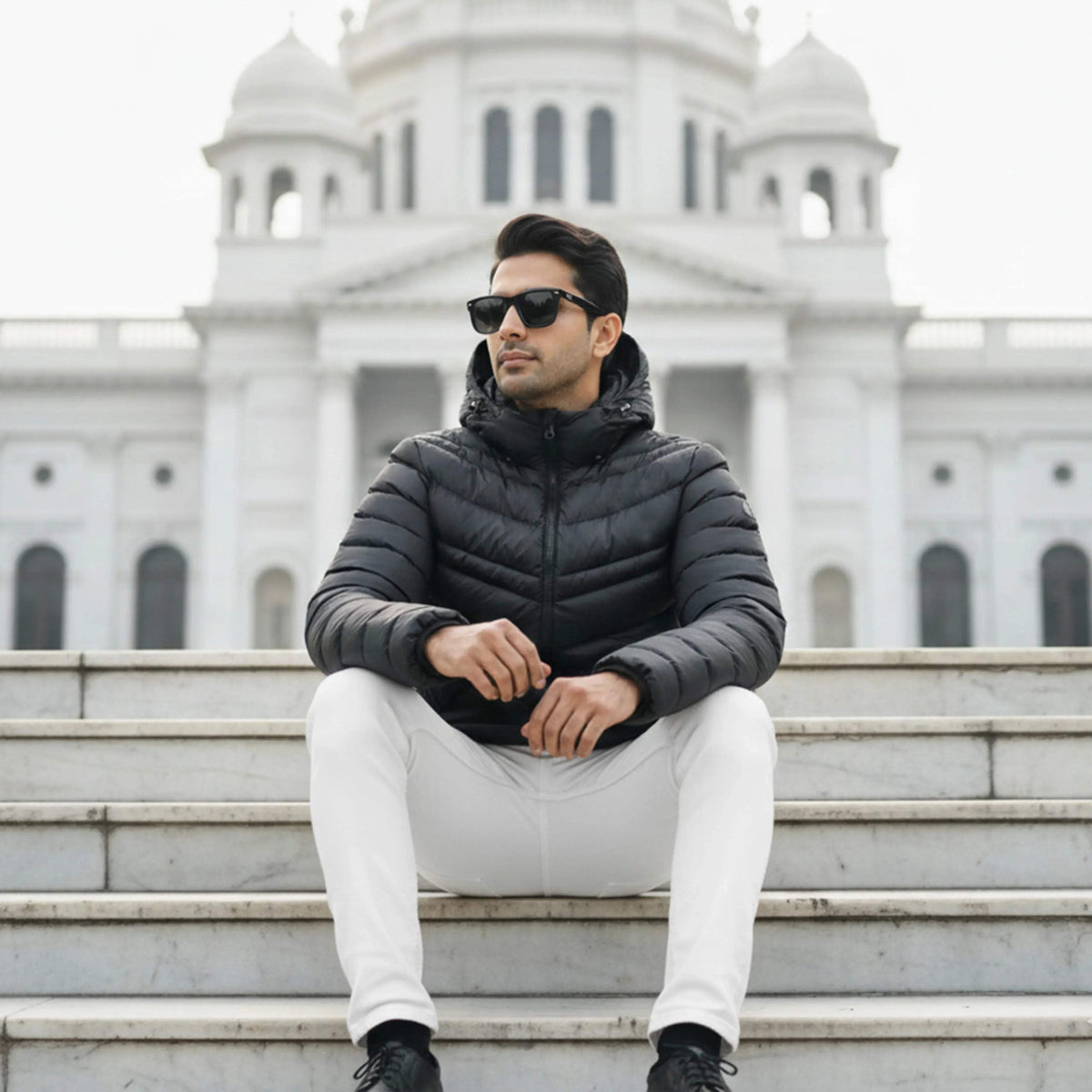 PUFFER JACKET DETACHABLE SLEEVES BLACK | NAVZA