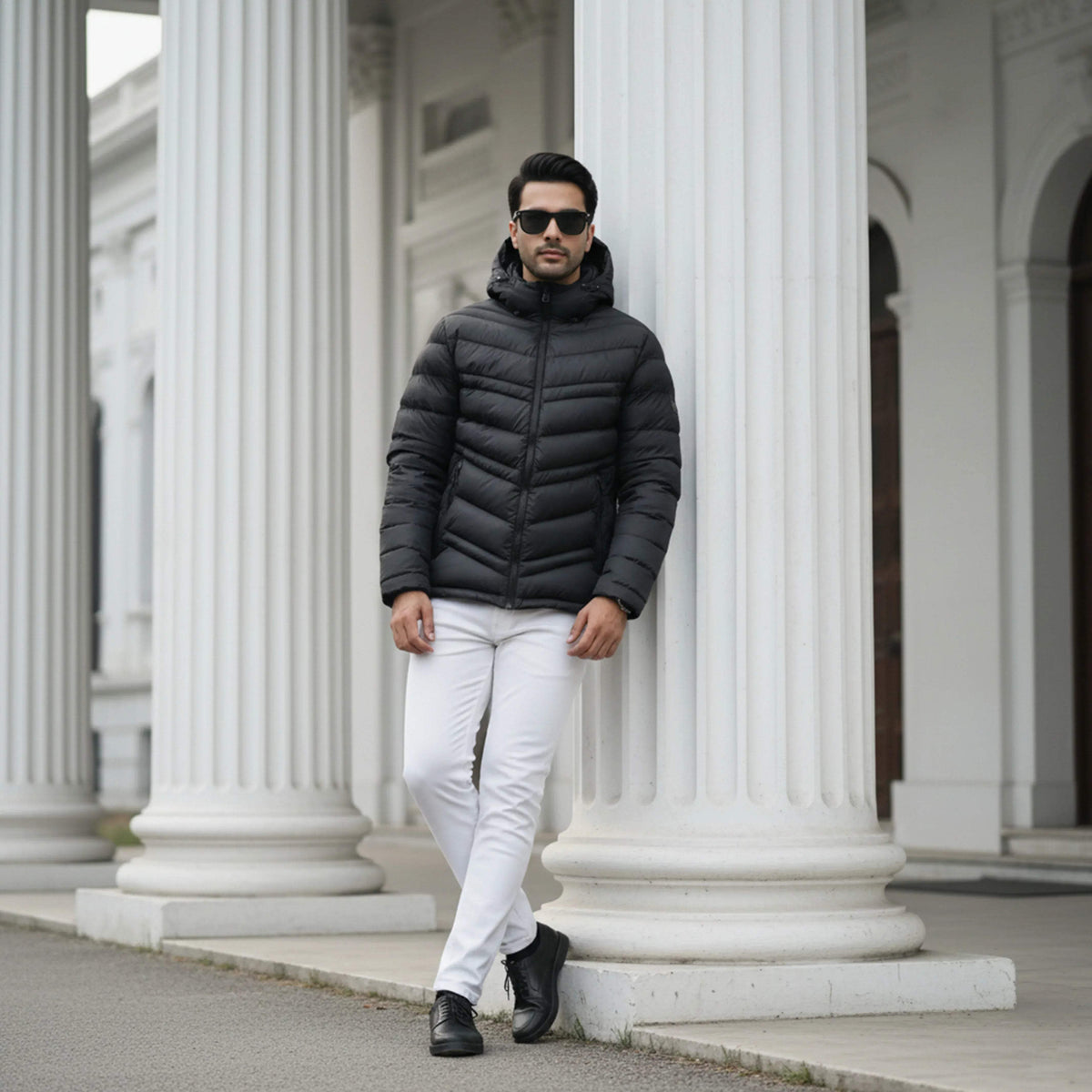 PUFFER JACKET DETACHABLE SLEEVES BLACK | NAVZA