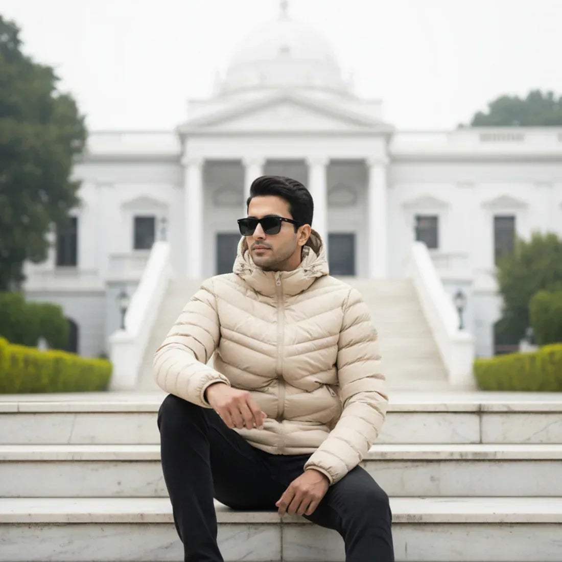 PUFFER JACKET DETACHABLE SLEEVES OFF-WHITE | NAVZA
