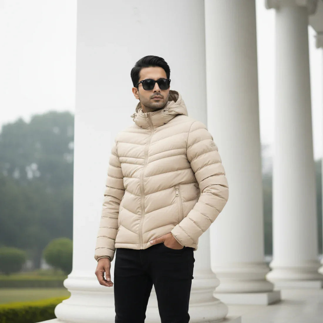 PUFFER JACKET DETACHABLE SLEEVES OFF-WHITE | NAVZA