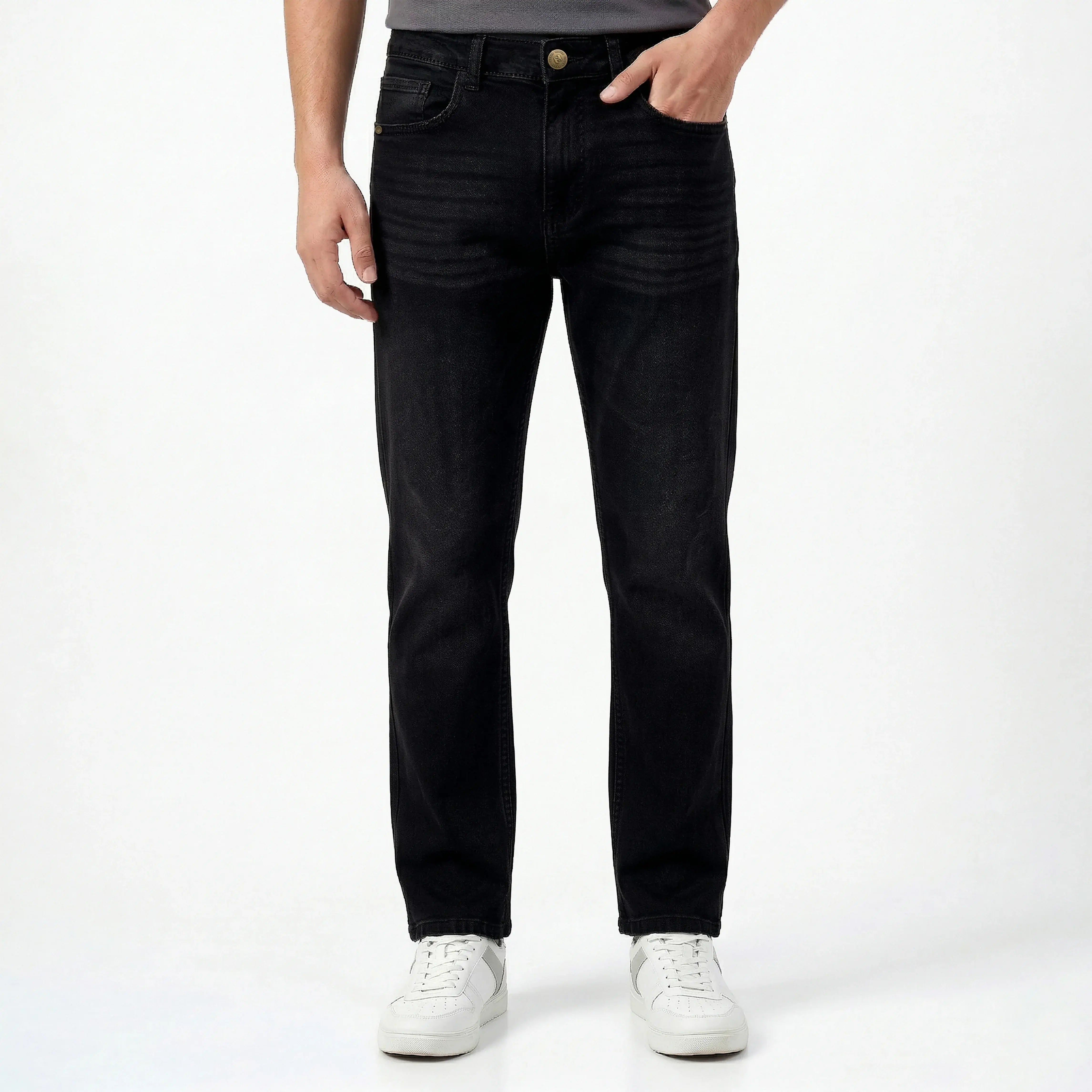 RELAXED STRAIGHT FIT DENIM – CHARCOAL BLACK