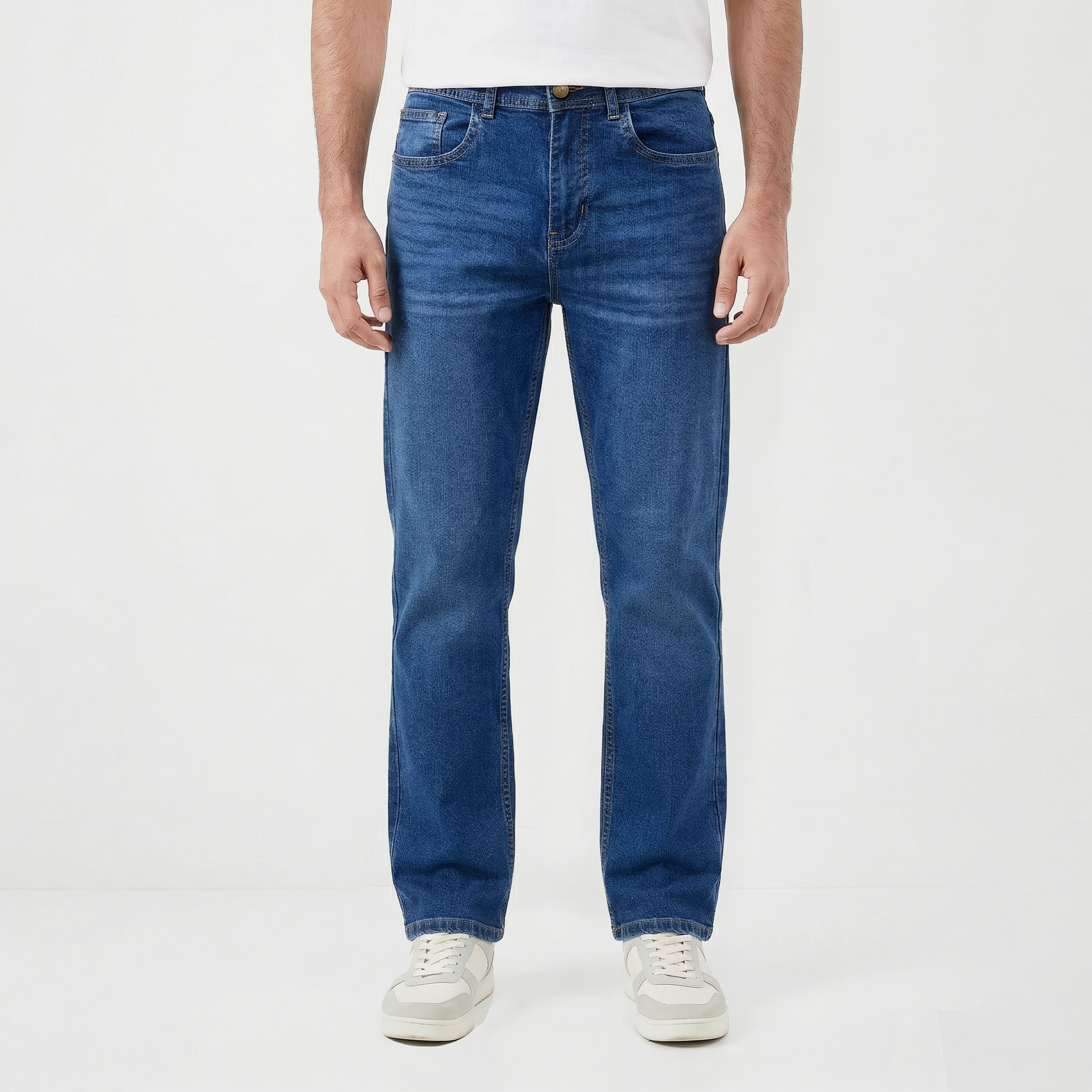 RELAXED STRAIGHT FIT DENIM – MEDIUM BLUE