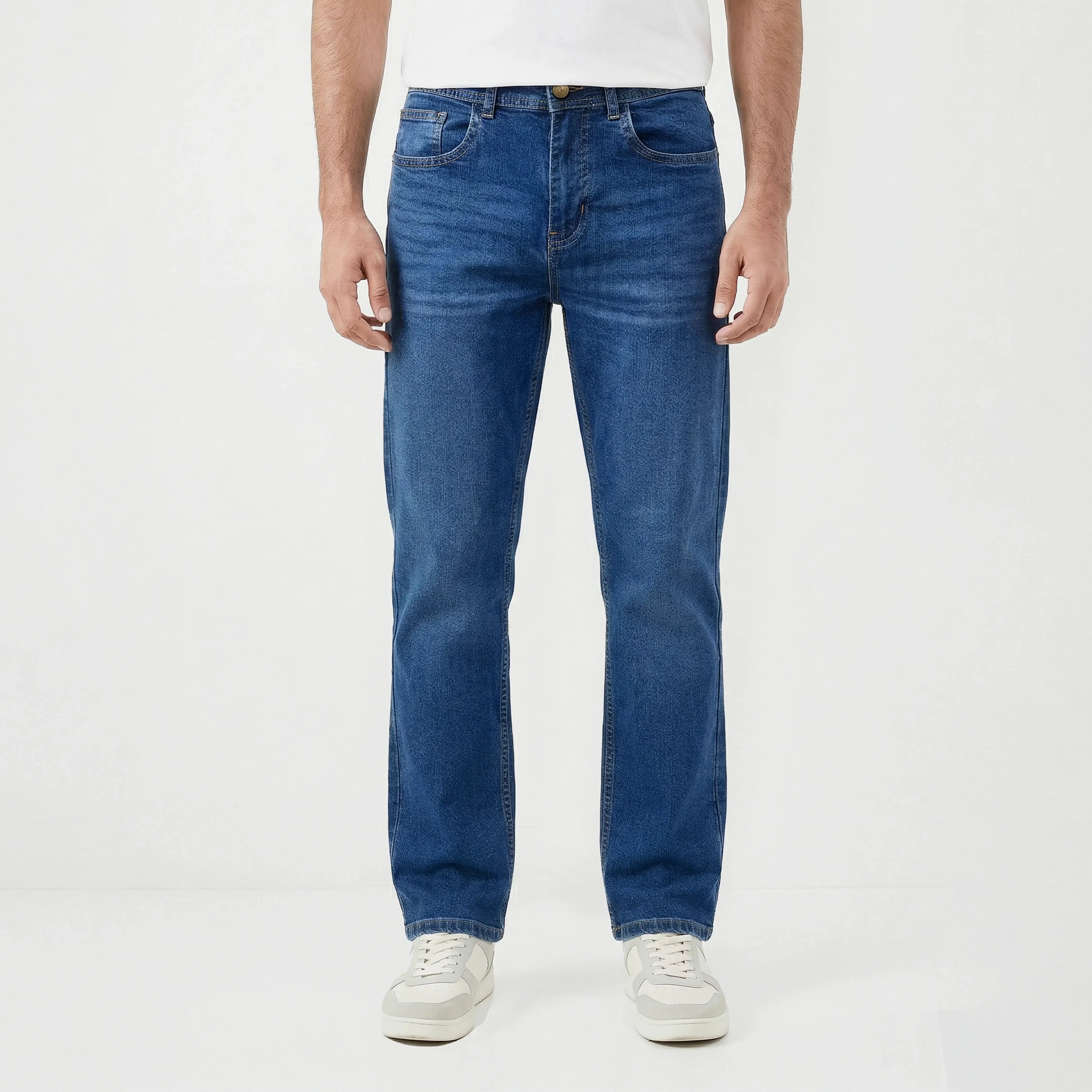 RELAXED STRAIGHT FIT DENIM – MEDIUM BLUE