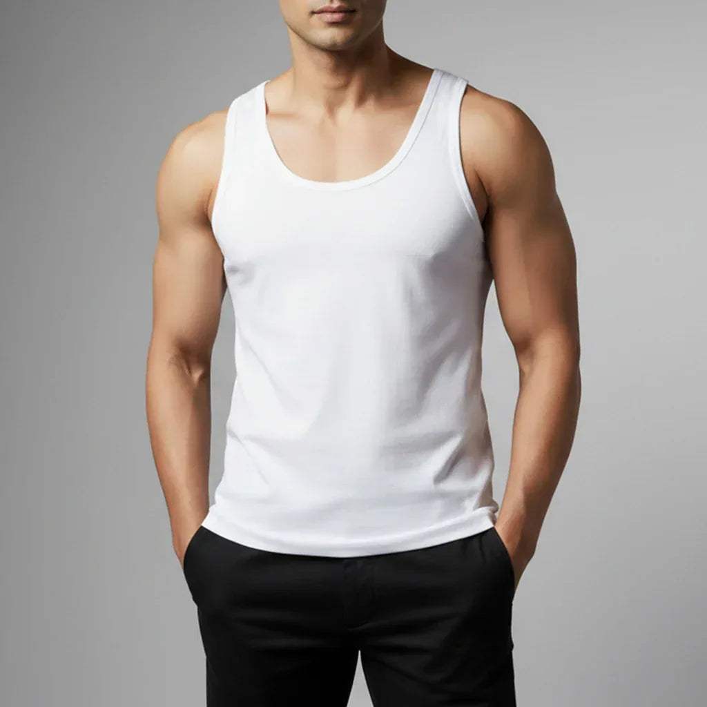 SLEEVES LESS VEST - WHITE - NAVZA