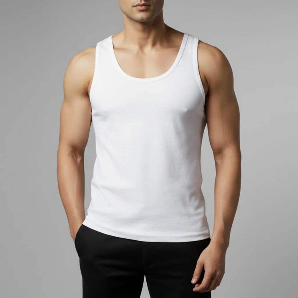 SLEEVES LESS VEST - WHITE - NAVZA