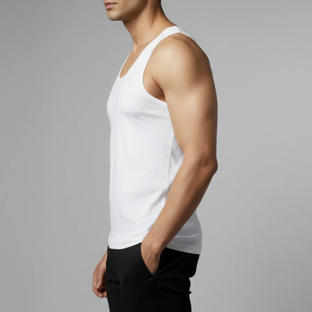 SLEEVES LESS VEST - WHITE - NAVZA