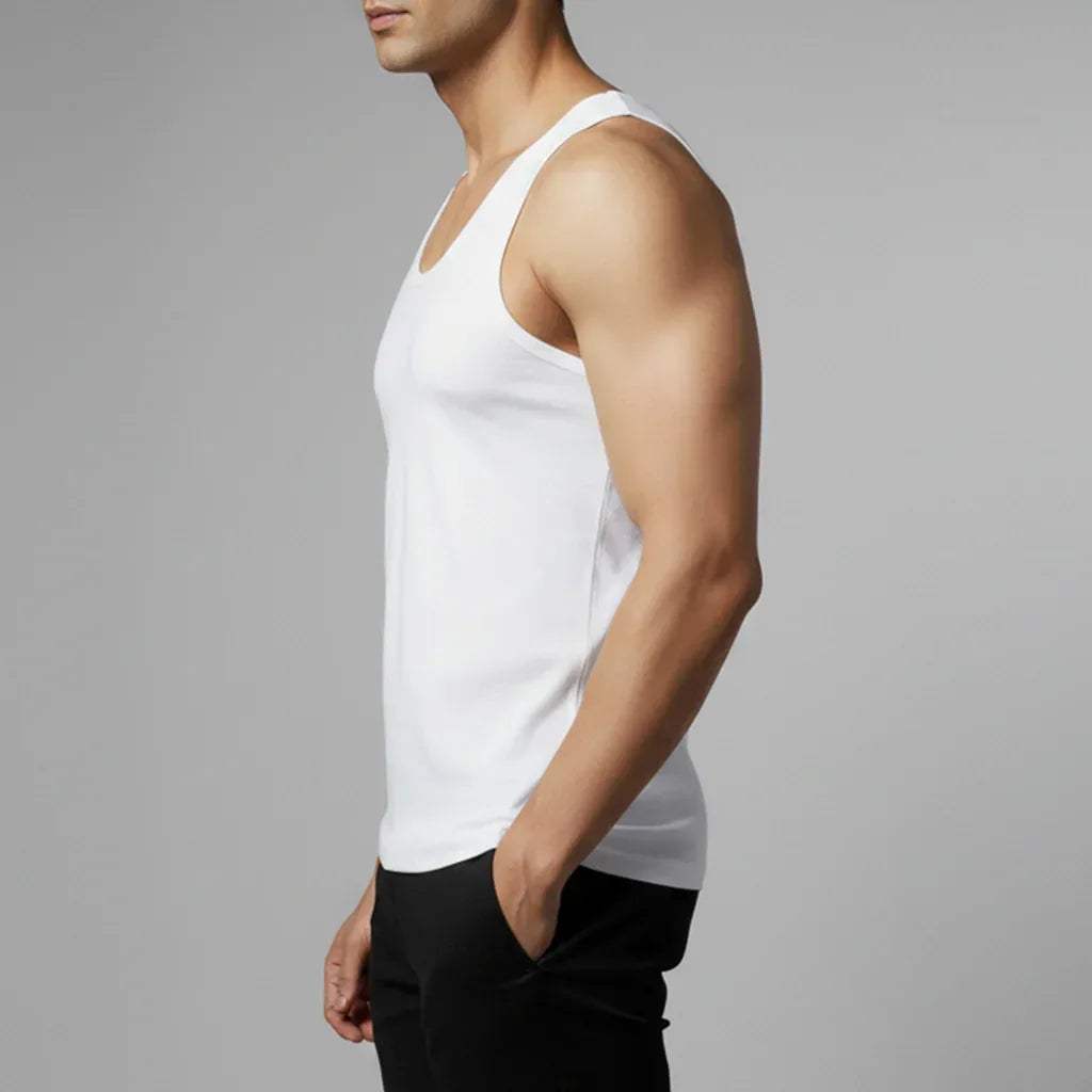 SLEEVES LESS VEST - WHITE - NAVZA