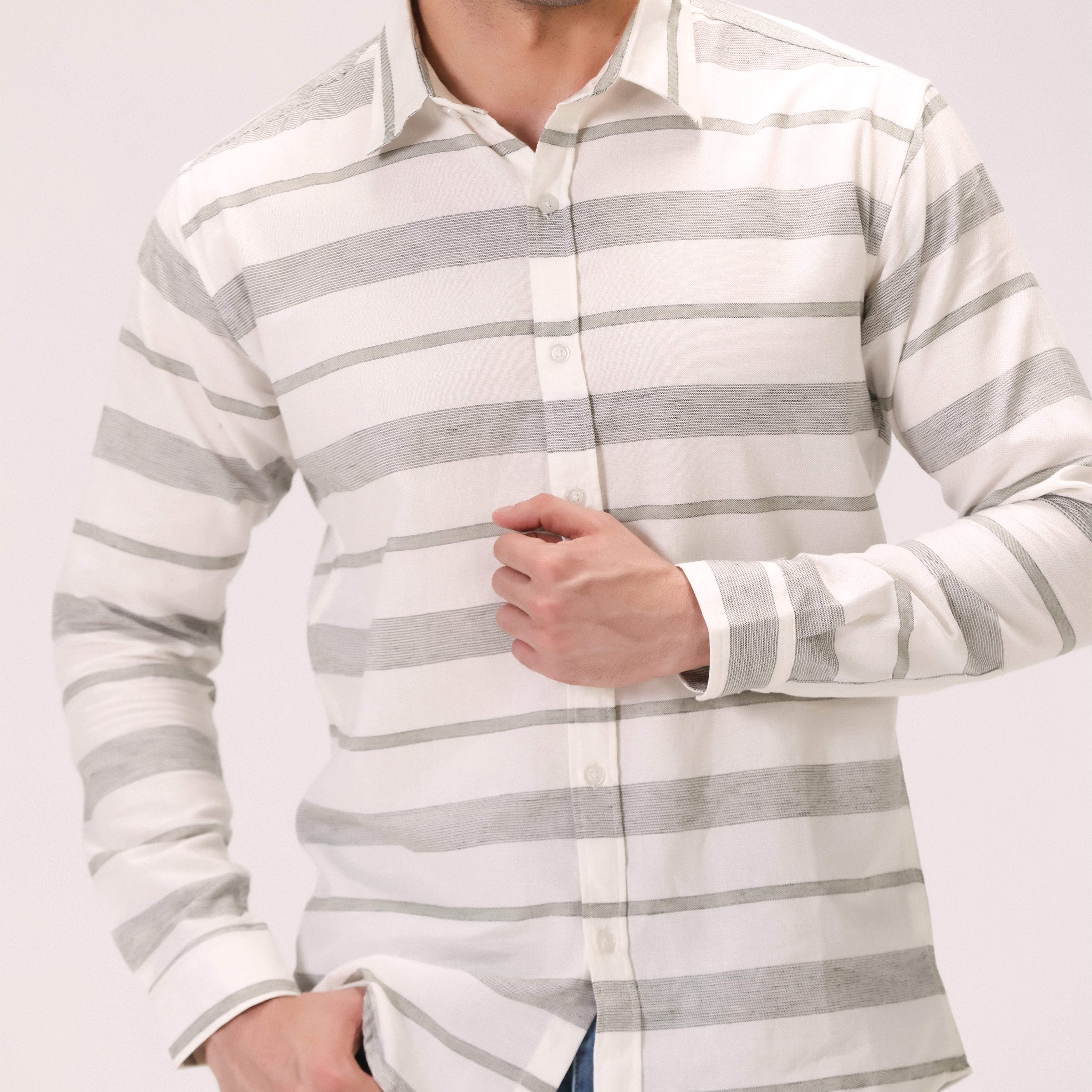STRIPED SHIRT – WHITE & GREEN