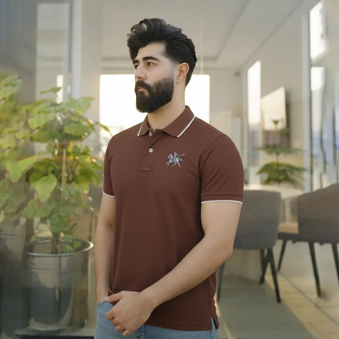 ST HV POLO - BROWN - NAVZA