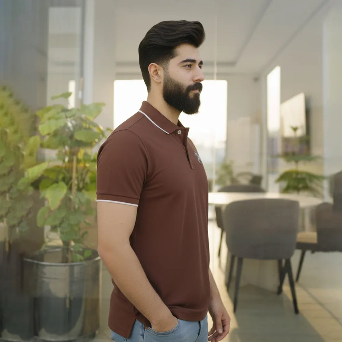 ST HV POLO - BROWN - NAVZA