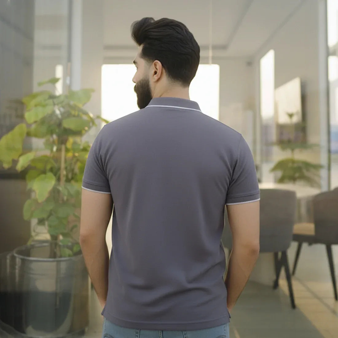 ST HV POLO - GREY - NAVZA