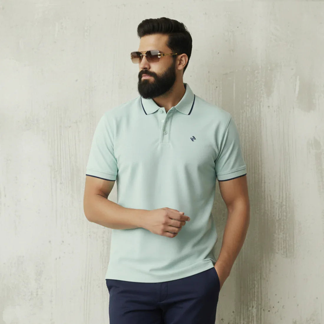 ST LV POLO - AQUA BLUE - NAVZA