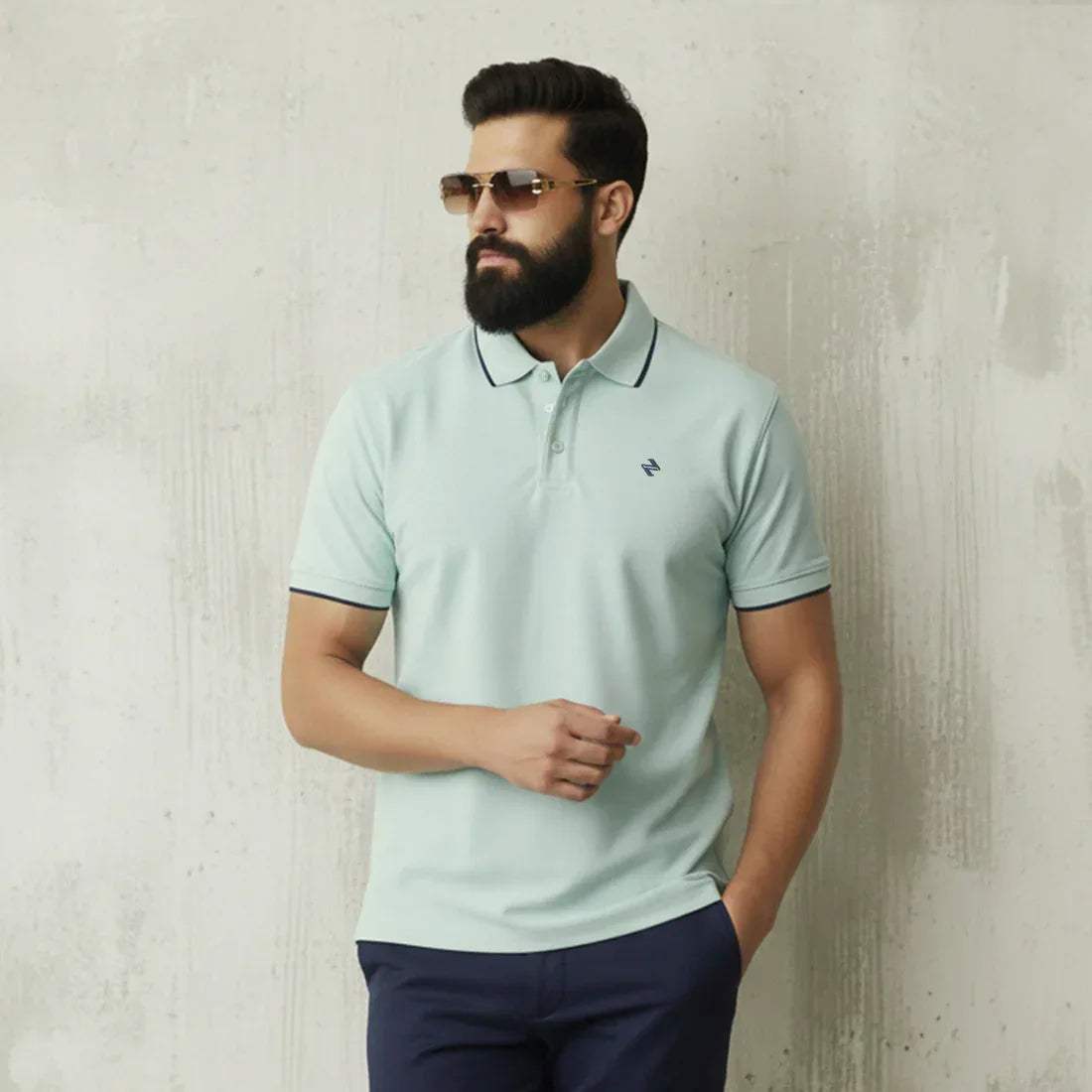 ST LV POLO - AQUA BLUE - NAVZA