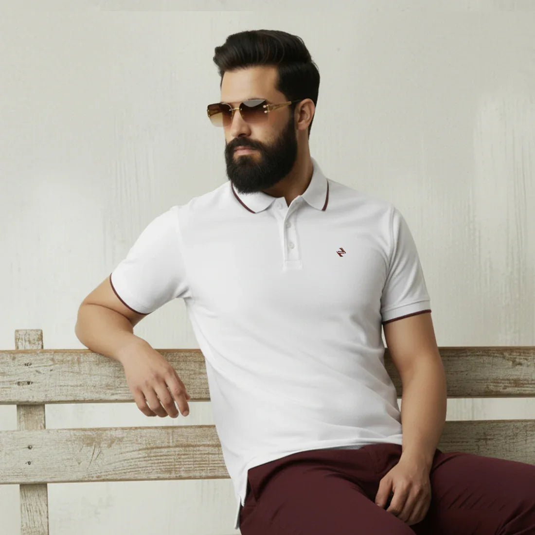 ST LV POLO - WHITE - NAVZA