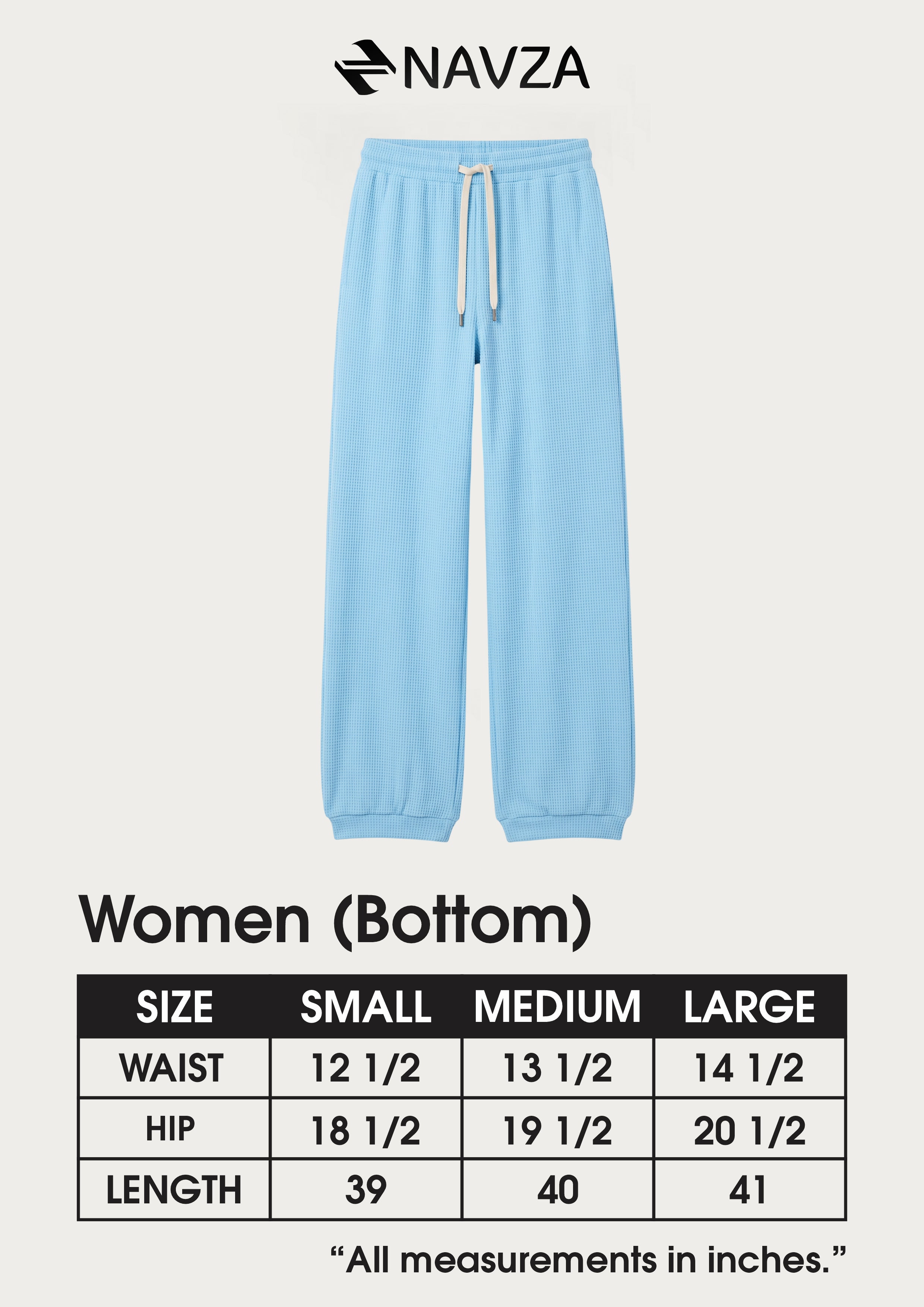 WAFFLE KNIT JOGGER SIZE CHART