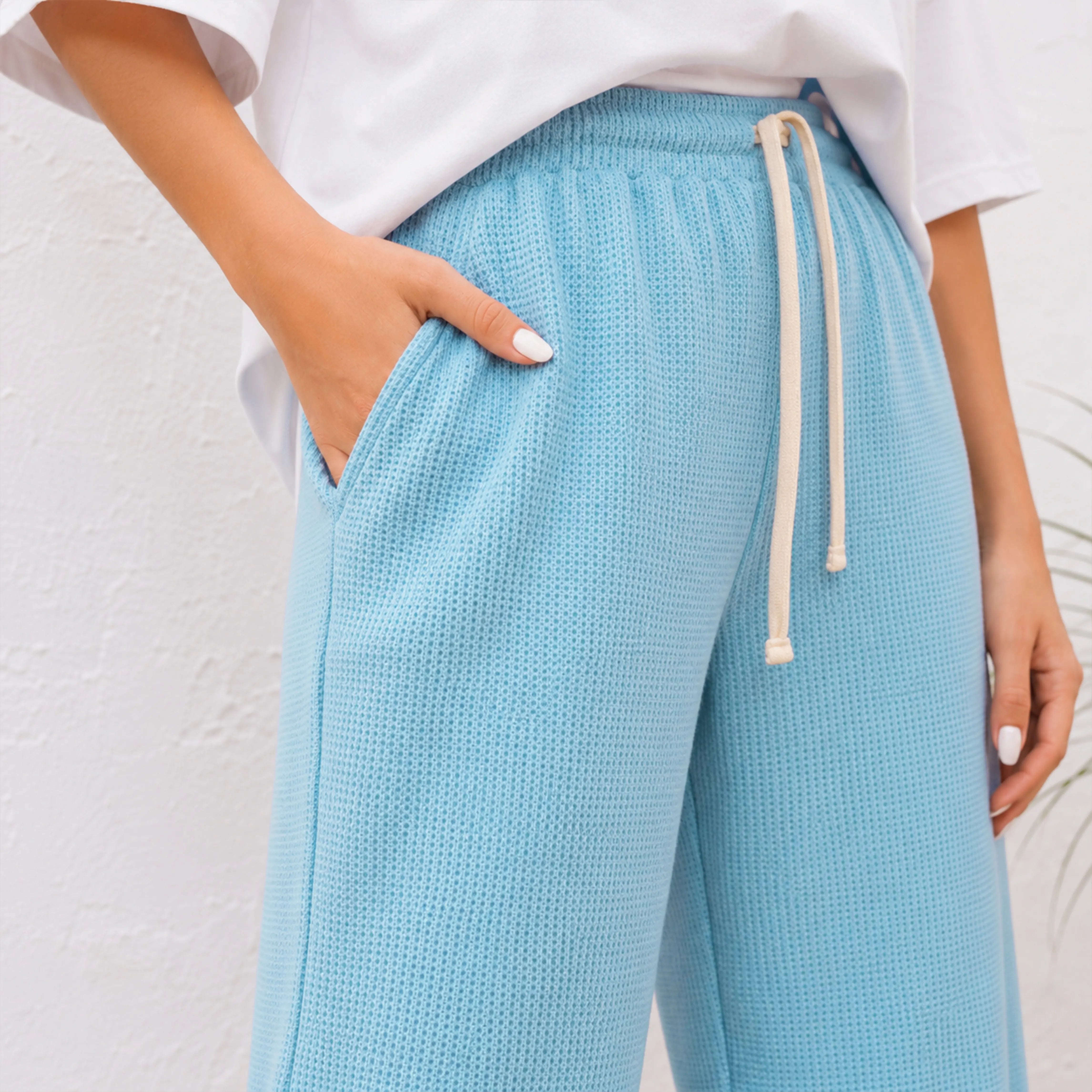 WOMEN WAFFLEKNIT JOGGER STEEL BLUE