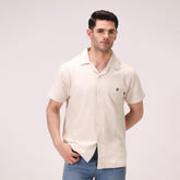 TEXTURED BUTTON DOWN SHIRT – OFF-WHITE