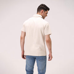 TEXTURED BUTTON DOWN SHIRT – OFF-WHITE